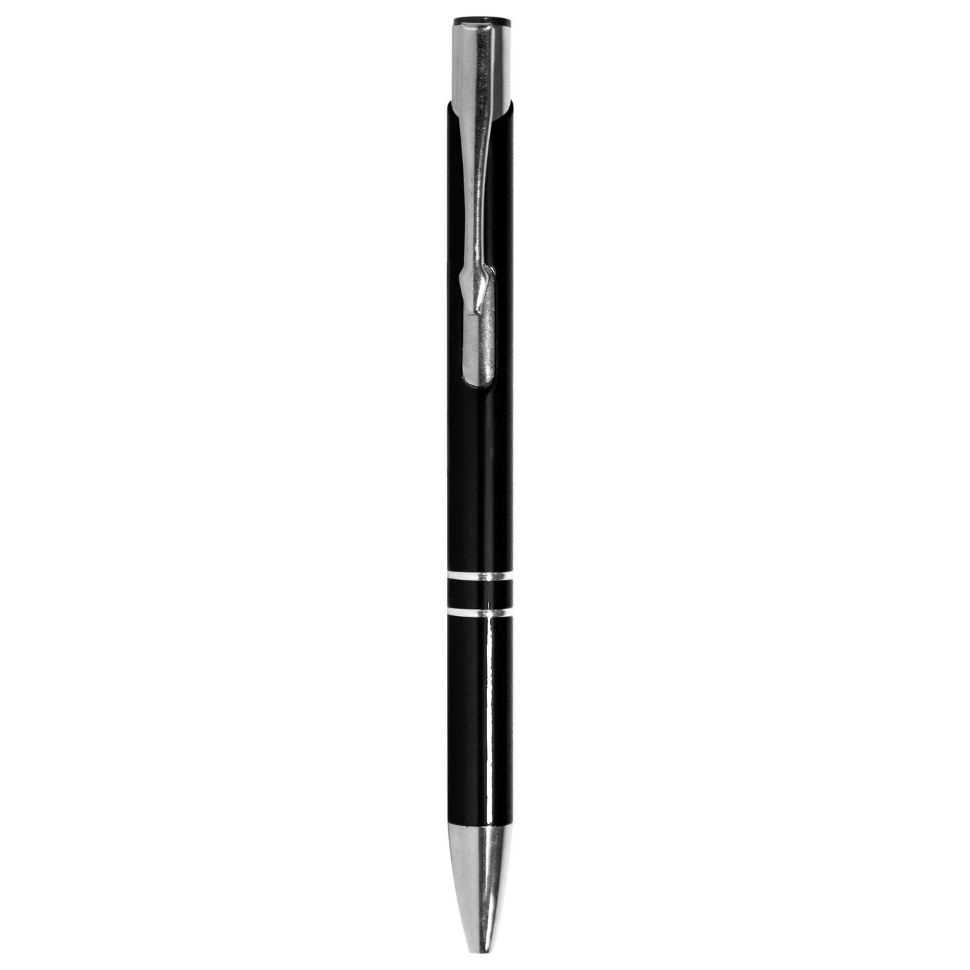 Bolígrafo aluminio retráctil, tinta negra y clip plata · vista 4 — Tridimensional Chile