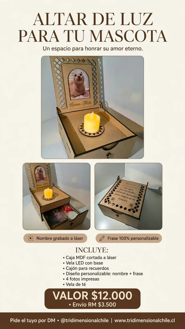 Altar mascota — impresión 3D Tridimensional Chile